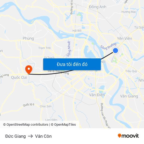 Đức Giang to Vân Côn map