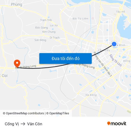 Cống Vị to Vân Côn map