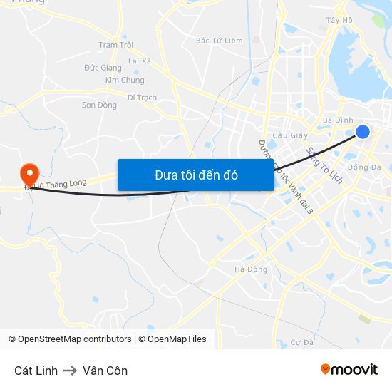 Cát Linh to Vân Côn map