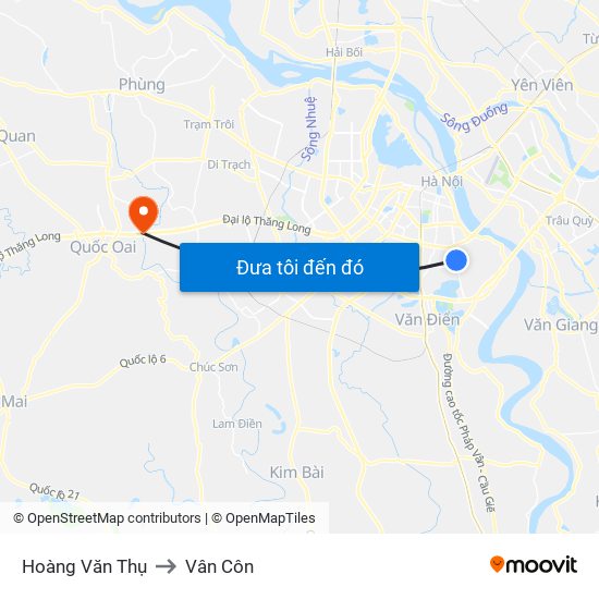 Hoàng Văn Thụ to Vân Côn map