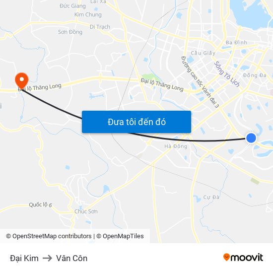 Đại Kim to Vân Côn map