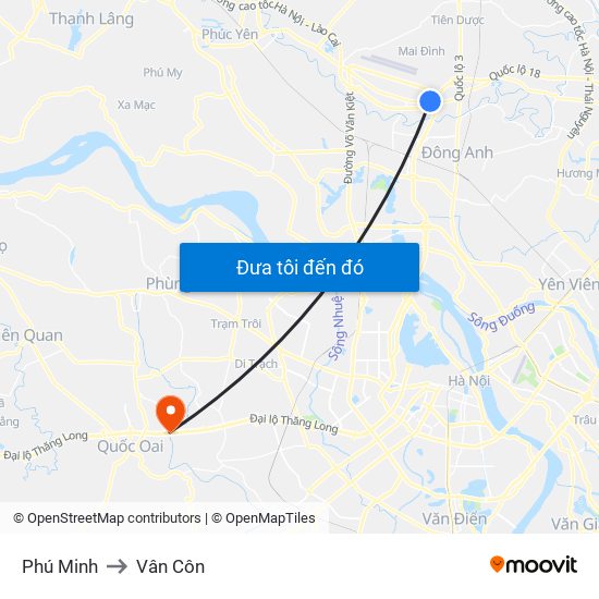 Phú Minh to Vân Côn map