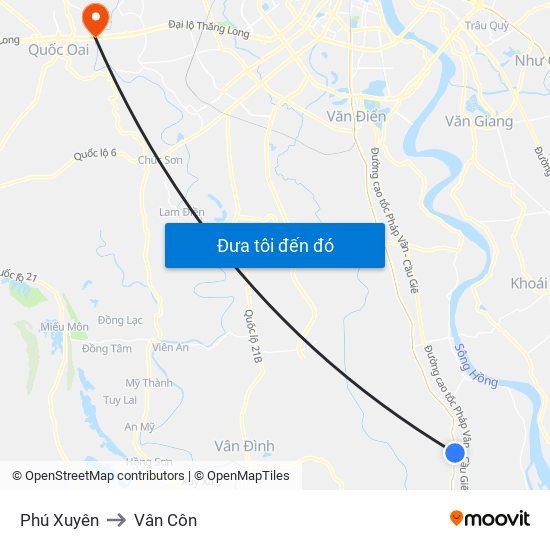 Phú Xuyên to Vân Côn map