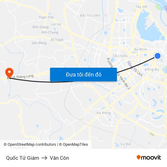 Quốc Tử Giám to Vân Côn map