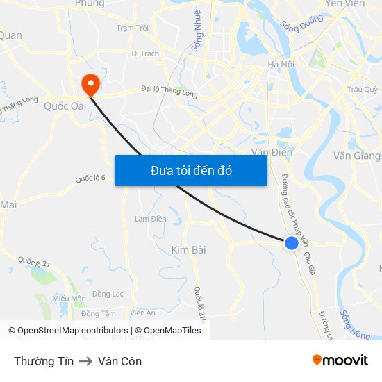 Thường Tín to Vân Côn map