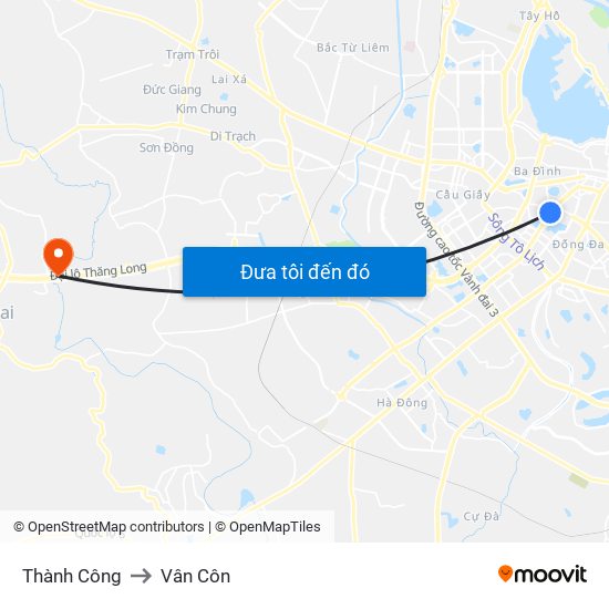 Thành Công to Vân Côn map