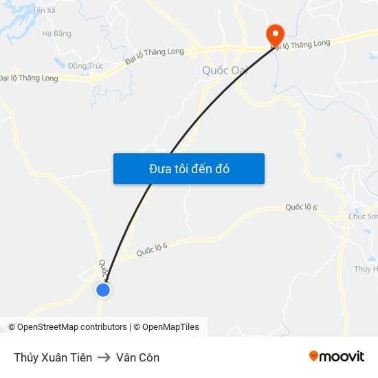 Thủy Xuân Tiên to Vân Côn map