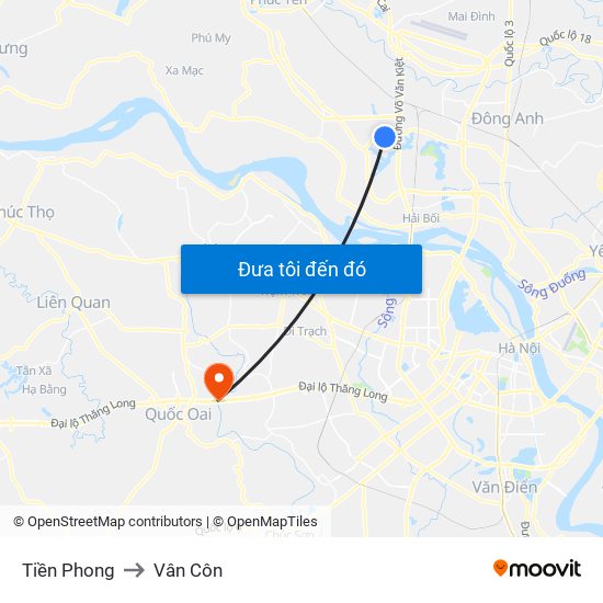 Tiền Phong to Vân Côn map