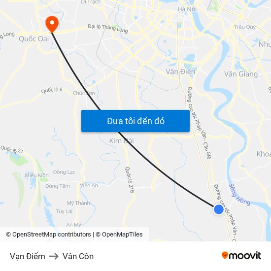 Vạn Điểm to Vân Côn map