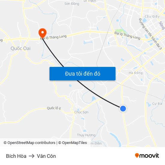 Bích Hòa to Vân Côn map