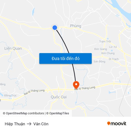 Hiệp Thuận to Vân Côn map