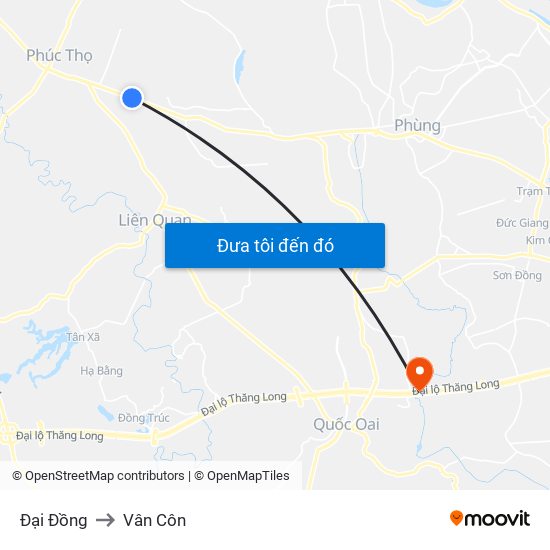 Đại Đồng to Vân Côn map