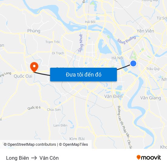 Long Biên to Vân Côn map