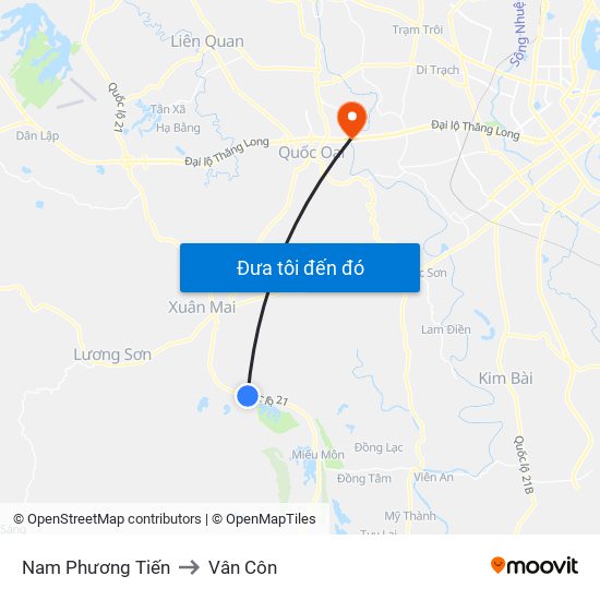 Nam Phương Tiến to Vân Côn map
