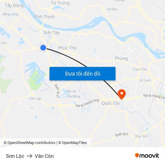 Sơn Lộc to Vân Côn map