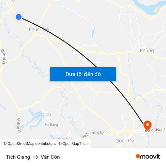 Tích Giang to Vân Côn map
