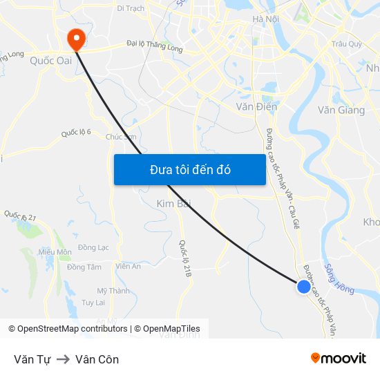 Văn Tự to Vân Côn map