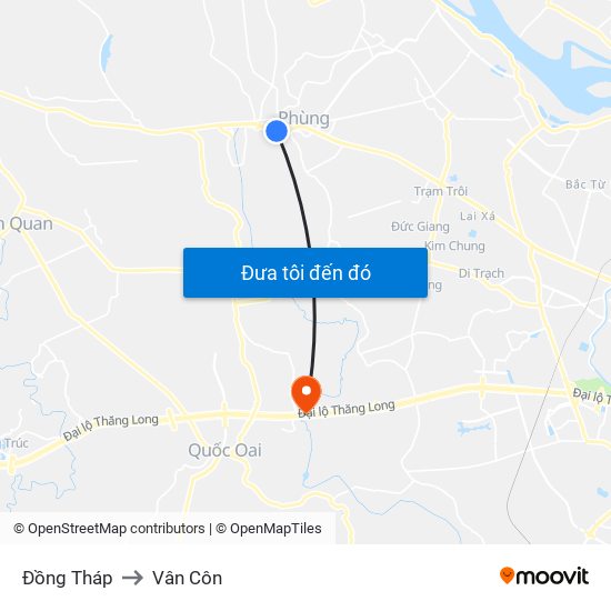 Đồng Tháp to Vân Côn map