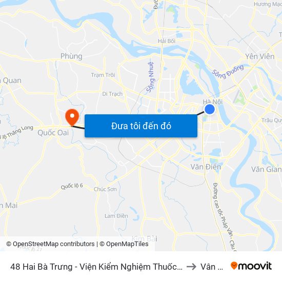 48 Hai Bà Trưng - Viện Kiểm Nghiệm Thuốc Trung Ương to Vân Côn map