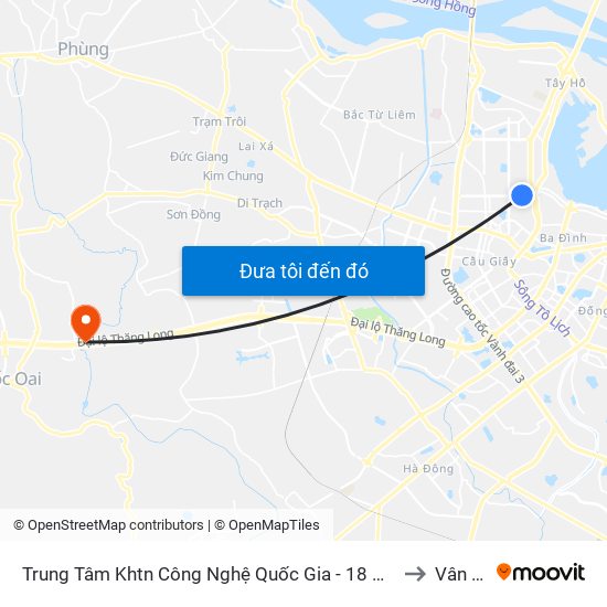 Trung Tâm Khtn Công Nghệ Quốc Gia - 18 Hoàng Quốc Việt to Vân Côn map