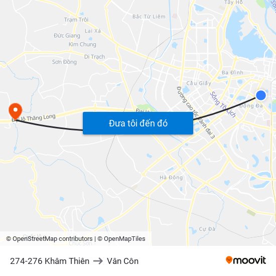 274-276 Khâm Thiên to Vân Côn map