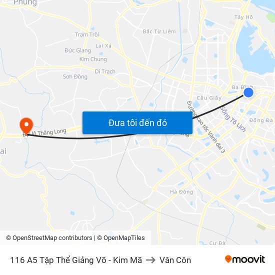 116 A5 Tập Thể Giảng Võ - Kim Mã to Vân Côn map