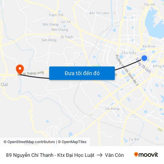 89 Nguyễn Chí Thanh - Ktx Đại Học Luật to Vân Côn map