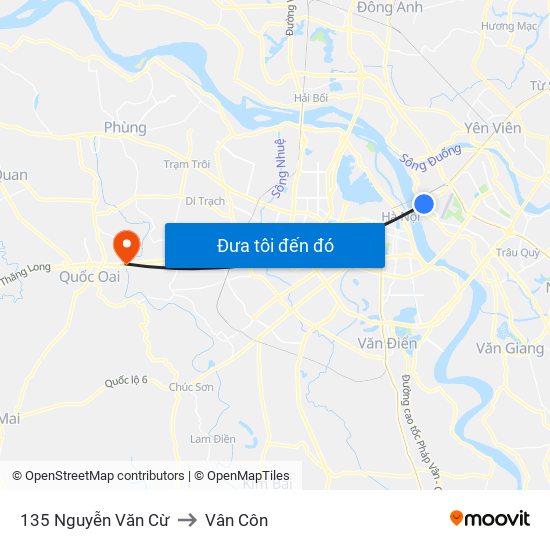 135 Nguyễn Văn Cừ to Vân Côn map