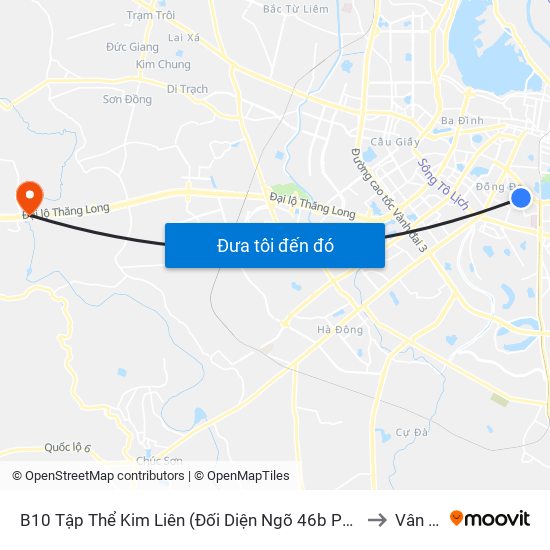 B10 Tập Thể Kim Liên (Đối Diện Ngõ 46b Phạm Ngọc Thạch) to Vân Côn map