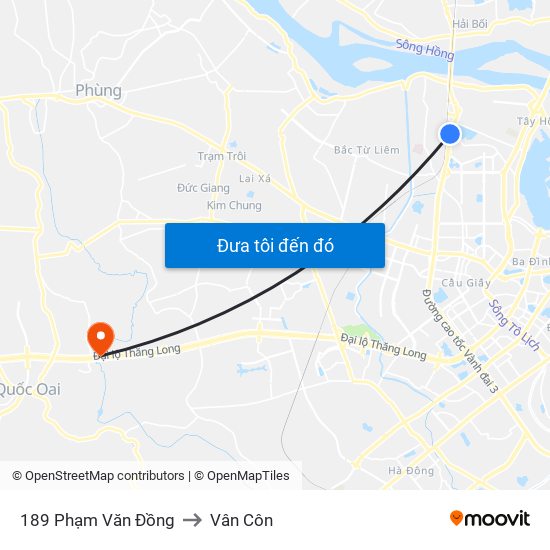 189 Phạm Văn Đồng to Vân Côn map