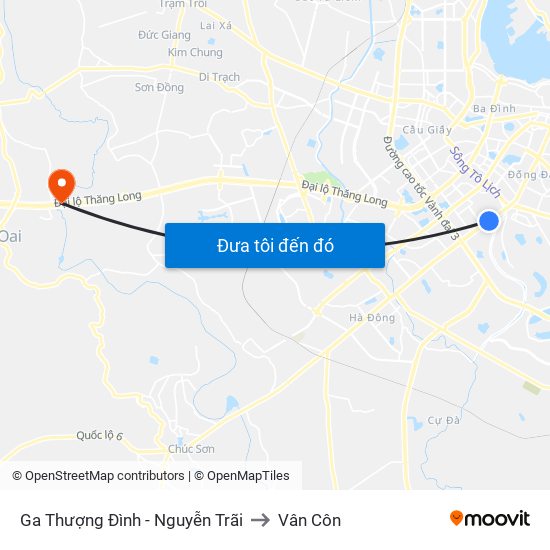 Ga Thượng Đình - Nguyễn Trãi to Vân Côn map