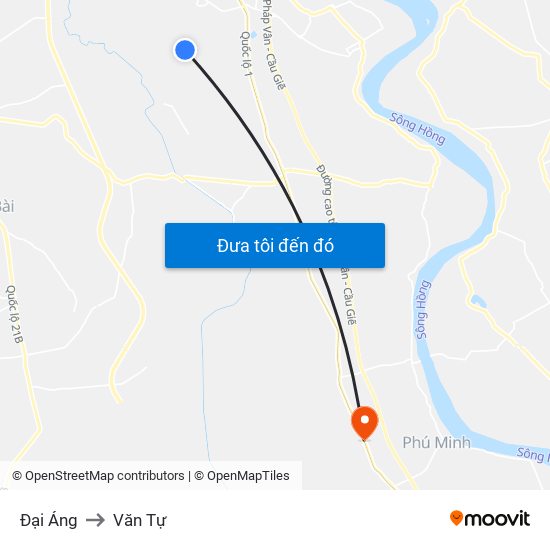 Đại Áng to Văn Tự map