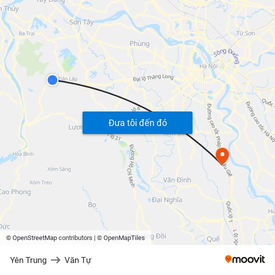 Yên Trung to Văn Tự map
