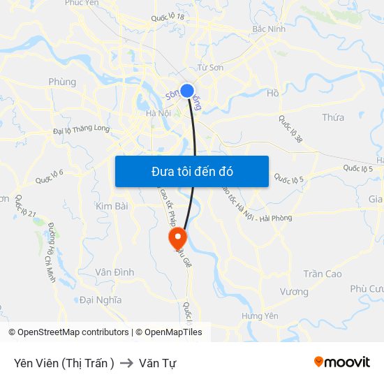 Yên Viên (Thị Trấn ) to Văn Tự map