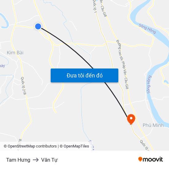 Tam Hưng to Văn Tự map