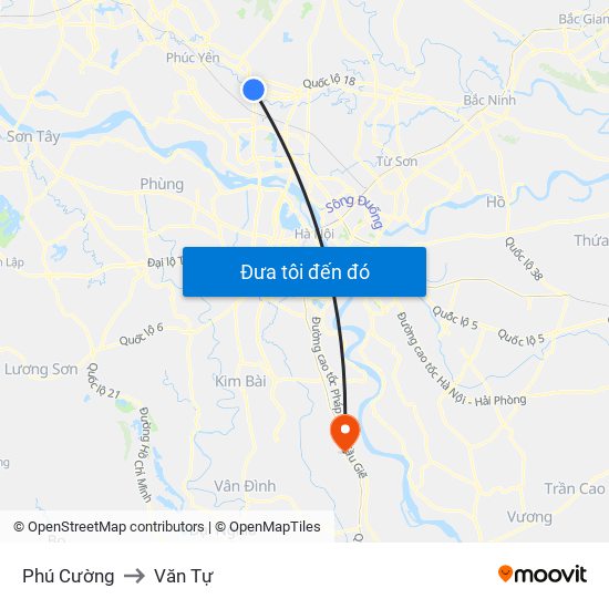 Phú Cường to Văn Tự map