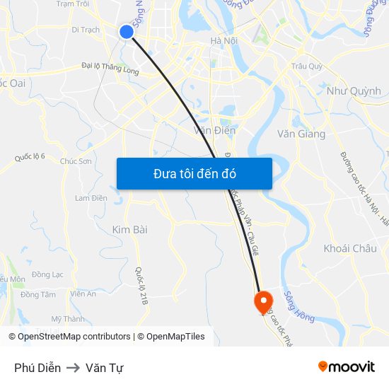 Phú Diễn to Văn Tự map