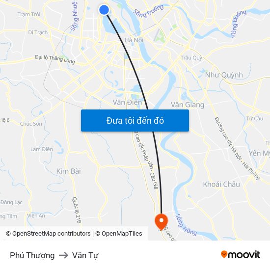 Phú Thượng to Văn Tự map