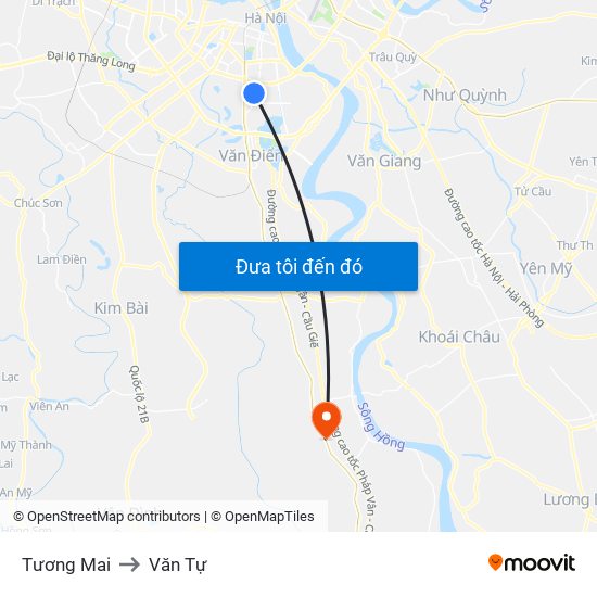 Tương Mai to Văn Tự map