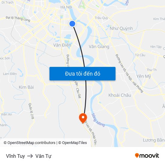 Vĩnh Tuy to Văn Tự map