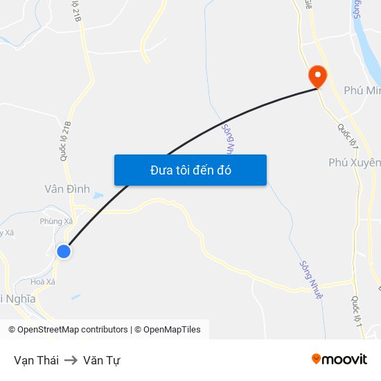 Vạn Thái to Văn Tự map