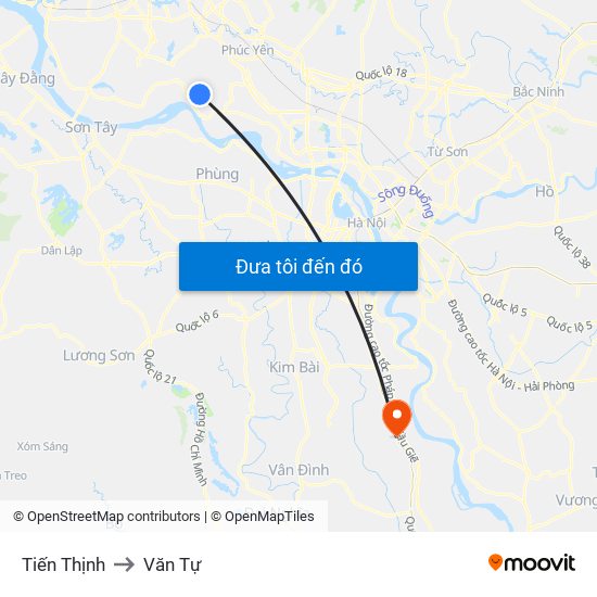 Tiến Thịnh to Văn Tự map