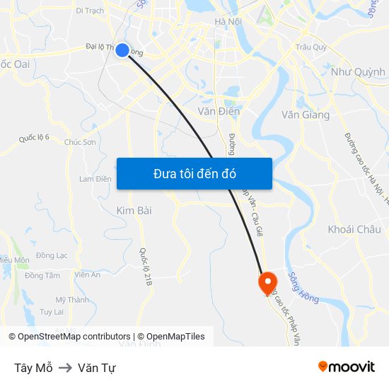 Tây Mỗ to Văn Tự map