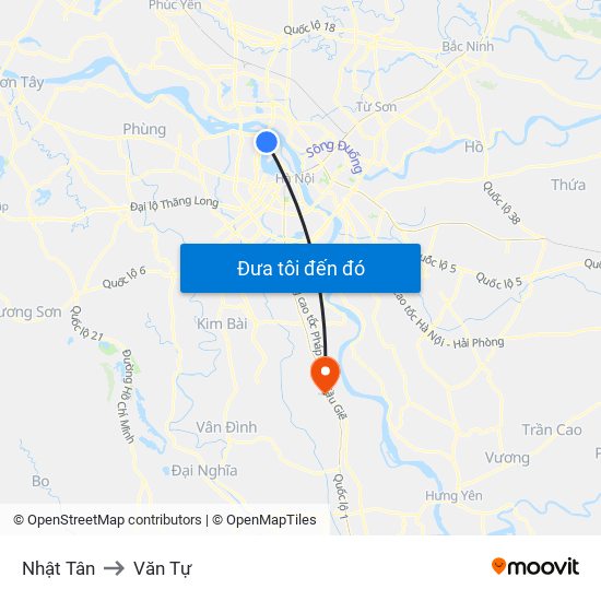 Nhật Tân to Văn Tự map