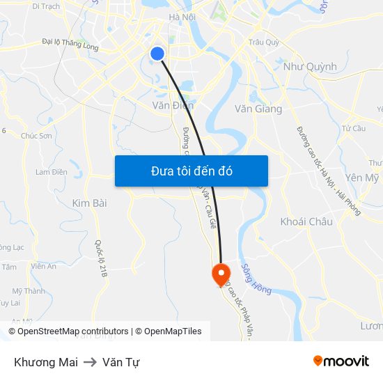 Khương Mai to Văn Tự map