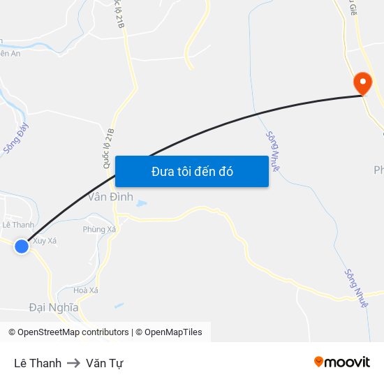Lê Thanh to Văn Tự map