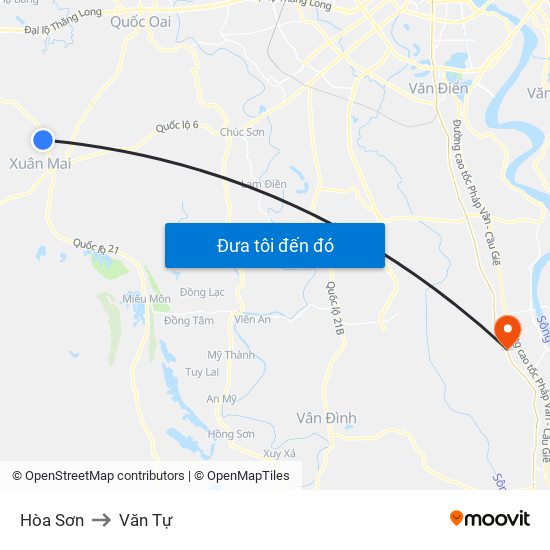 Hòa Sơn to Văn Tự map