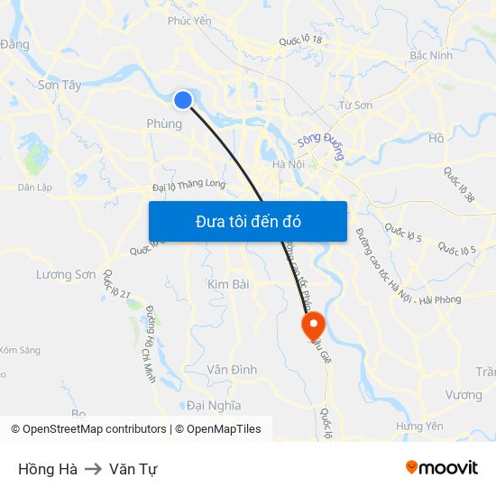 Hồng Hà to Văn Tự map