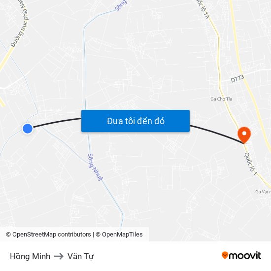 Hồng Minh to Văn Tự map