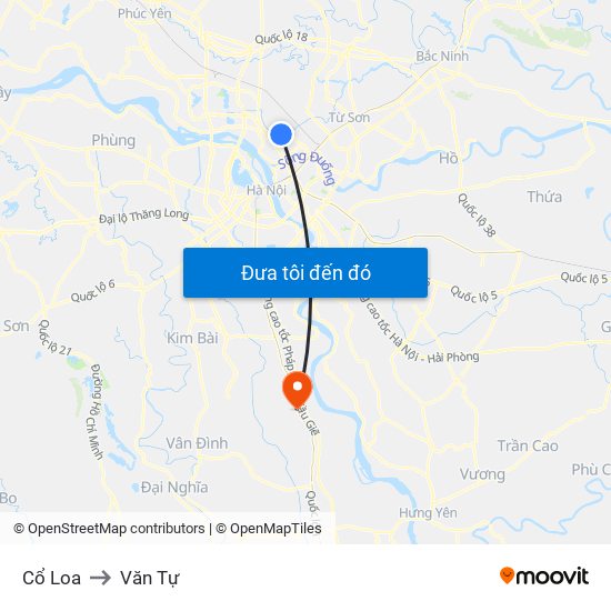 Cổ Loa to Văn Tự map